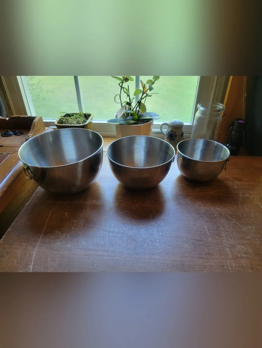 set of three vintage Revere Ware Stainless Steel Mixing Bowls